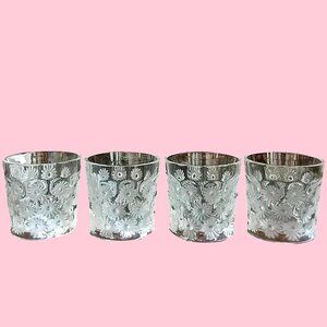 Rare 1976 Lalique (4) Piece Napsbury Daisy Crystal Tumblers Whiskey Bar Glasses